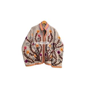 Veste brodée de fleurs, manteau 100% coton et laine avec doublure intérieure en coton, veste bohème chic, manteau pour femme - Product Image 1