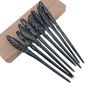 Elegantes Palillos para el Cabello con Plumas Negras, Accesorios de Plástico para Peinar el Cabello para Mujer, Uso Diario, Alta Calidad - Product Image 1