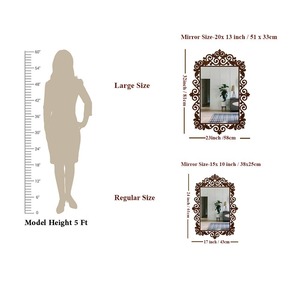 Geometrical Shape Glass Wall <b>Mirror</b> with Wooden <b>Frame</b> Scandinavian Design Decorative Bathroom <b>Mirror</b> - Product Image 5