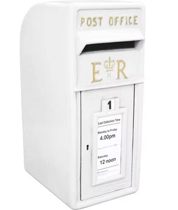 Unicorn <b>Cast</b> Iron Post Office Blue Plastic Mailbox Vintage Style Front Access Key Lock Durable <b>Powder</b> Coated Free-Standing - Product Image 4