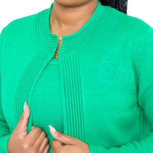 Cardigan en tricot vert pour femme, style veste-pull, à manches longues, boutonné sur le devant, élégant, décontracté, vêtement d'extérieur tendance, doux et chaud - Product Image 5