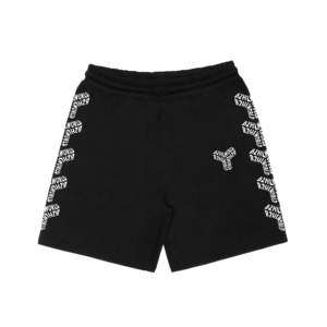 Pantalones Cortos Deportivos Negros de Spandex/Algodón, Corte Ajustado, Cintura Alta, Casuales, con Estampado de Letras Blancas, Cintura Elástica, Tejido de Punto - Product Image 1