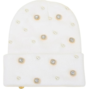 Custom Multi Color Knitted Winter Warm Jacquard Solid Color Beanies Cap Wholesale Casual Soft Warm Rhinestone Beanie <b>Hats</b> - Product Image 1