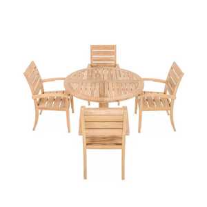 ชุดโต๊ะรับประทานอาหารในสวนทรงกลมไม้สัก Texel Elegant สำหรับการใช้งานกลางแจ้ง - Product Image 1