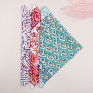 Vintage-Wash Hand Block Printed Western Bandana <b>Square</b> <b>Scarf</b> Floral Pattern Natural Dyed 21" Summer Traditional Handkerchief - Product Image 4