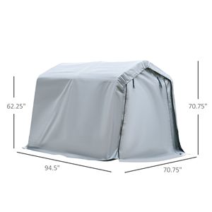 Abri de voiture extérieur gris 8x6 avec porte enroulable, structure en acier moderne, couverture en PE, abri de stockage pour garage, aménagement de stationnement simple pour 2 voitures - Product Image 3