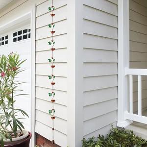 Chaîne de pluie décorative motif feuille et oiseau, idéale pour balcon et terrasse, élément décoratif de circulation d'eau, fabriquée à la main en Inde - Product Image 4