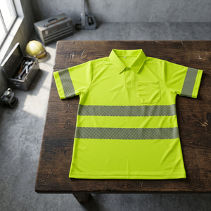 Polo à manches courtes haute visibilité, vêtements de sécurité réfléchissants, uniforme de travail jaune - Product Image 3