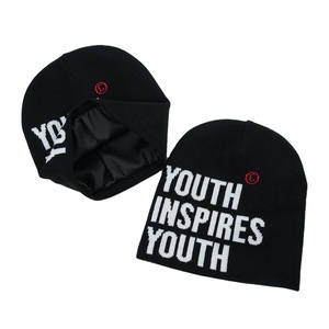 Gorro de punto juvenil, cálido, suave y acogedor, forrado de lana, ajustable, elegante, para exteriores, para clima frío - Product Image 1