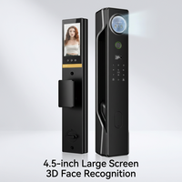 Serrure intelligente à reconnaissance faciale 3D, écran HD 4,5 pouces, interphone vidéo, application Tuya, déverrouillage WiFi, compatible Cloud Steel, alliage d'aluminium 7-en-1
