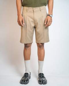 Men's <b>Mid</b> Waist Tailored Pleated Wrinkle-Free Bermuda Shorts Cotton Twill Cuffed Hem Casual Chino OEM ODM Wholesale Manufacturer - Product Image 1