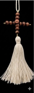 Tieback <b>Tassel</b> With Wooden Beads And Cream Fringe <b>For</b> Curtain Decoration - Product Image 2