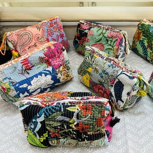 Women's Multi-Functional Quilted Patchwork <b>Makeup</b> <b>Organizer</b> Bag Wholesale Cotton Cosmetic Pouch Zipper Stylish Bulk Export - Product Image 1