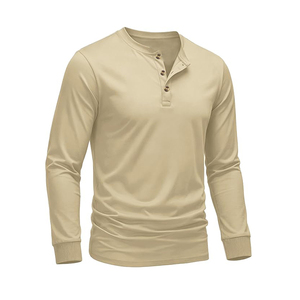 T-shirt à manches longues en coton personnalisé avec logo, col rond, lourd, confortable et doux pour homme - Product Image 1