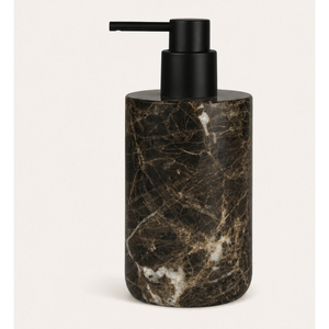 Natural Brown Marble Soap Dispenser with Matte <b>Black</b> <b>Pump</b> Eco-friendly Modern Design for Bathroom Use - Product Image 5