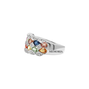 Wholesale 925 Sterling Silver Natural Oval Multi Sapphire Diamond Scalloped <b>Cluster</b> Wide Band Ring Memoria Jewels - Product Image 4