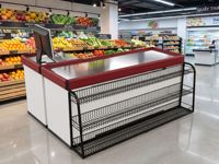 Comptoir de caisse de supermarché One Tech 0,85 m, 2 compartiments, corps en acier thermolaqué écologique, dessus en acier inoxydable, CASHIER