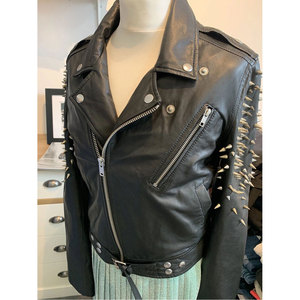 Handmade <b>Gothic</b> Streetwear Studded Leather <b>Jacket</b> Slim Fit Asymmetrical Zip Black Biker <b>Jacket</b> Heavy Metal Spiked - Product Image 1