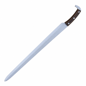 Couteau de boucher à lame extra longue en argent avec manche en bois brun foncé et embout métallique incurvé pour la découpe et la découpe de viande - Product Image 5