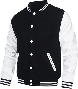 Blouson universitaire pour homme grande taille, personnalisé, en laine, avec manches en similicuir, à capuche, vierge, style baseball, pour équipes scolaires et universitaires, vente en gros - Product Image 3