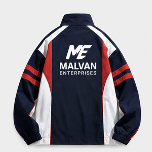 เสื้อแจ็คเก็ตวาร์ซิตี้แบบยูนิเซ็กซ์ ผ้าโพลีเอสเตอร์สีพื้น ดีไซน์พิมพ์ลายทันสมัย คุณภาพสูง ลายพิมพ์แบบรีดร้อน โลโก้ด้านหน้าแบบกำหนดเอง ซิปหน้า เหมาะสำหรับฤดูใบไม้ร่วง - Product Image 2