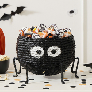 Panier de décoration d'Halloween en forme de citrouille, fait main, en rotin naturel, pour la maison (intérieur/extérieur), idéal pour les bonbons et les cadeaux - Product Image 2