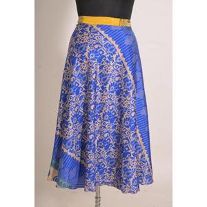 Women's Handmade Floral Printed Vintage Silk Wrap <b>Skirt</b>, Mid-Waist <b>Boho</b> Fashion - Product Image 2