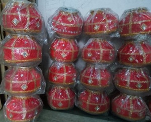 Jago Punjabi เครื่องประดับกระจกลูกปัดกำมะหยี่ขนาด12นิ้วประดับลูกปัดกำมะหยี่มาใหม่สีทองแดง - Product Image 4