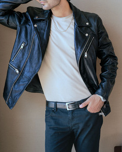 Veste en cuir véritable de vachette élégante pour homme, fabriquée sur mesure au Pakistan, veste de moto personnalisée pour homme, vente en gros OEM - Product Image 2