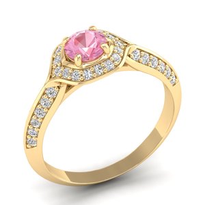 Anillo REYES de Lujo en Plata de Ley 925 con Morganita de Corte Redondo de 0.5Ct y Moissanita para Mujer, Certificado GRA, Joyería Fina - Product Image 2