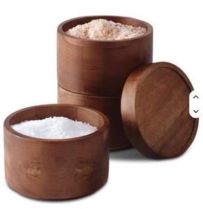 Recipiente Redondo de Madera para Almacenamiento con Tapa de Madera, Organizador, Bote para Despensa con Tapa de Madera - Product Image 5