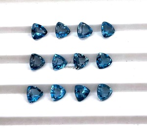 Topacio Azul de Londres Natural, Corte Trillón, Piedras Sueltas de 5mm, Topacio Azul Facetado, Venta al Por Mayor para Fabricación de Joyería en India - Product Image 5