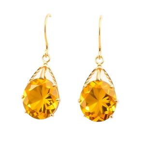 Pendientes colgantes de piedra de Zirconia amarilla de moda para mujer al por mayor, pendientes de compromiso a la moda - Product Image 1