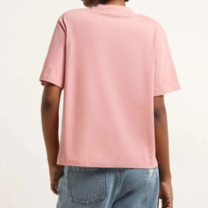 Camiseta Casual de Mujer con Cuello en V en Negro y Rosa con Tallas Grandes, Decoración con Logotipo Bordado, Servicio OEM - Product Image 6