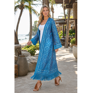 Kimono de Seda con Bordado y Flecos para Mujer, Ropa de Playa Cómoda y Moderna, Ropa Casual y de Fiesta, Bolero Boho para Mujer - Product Image 6