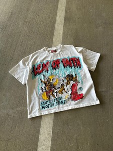T-shirt graphique surdimensionné personnalisé pour homme, style vintage délavé, streetwear, en coton imprimé, motif ange, décontracté, été - Product Image 1