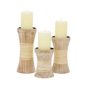 Support de bougie rustique en bois, décoration de table style ferme, support de bougie chauffe-plat fait main, design moderne pour centre de table de salon - Product Image 1
