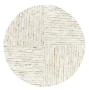 Handcrafted Mother of Pearl Inlay Modern Design Coffee <b>Table</b> <b>Round</b> Accent <b>Table</b> Four Quadrant Striped Pattern Luxury Home Decor - Product Image 4