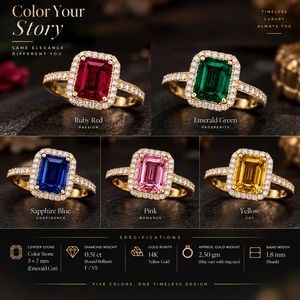 Bague en argent 925 plaqué or 14 carats avec grenat et halo de diamants de laboratoire taille émeraude, bijoux pour femme pour mariage ou cadeau de fête - Product Image 4