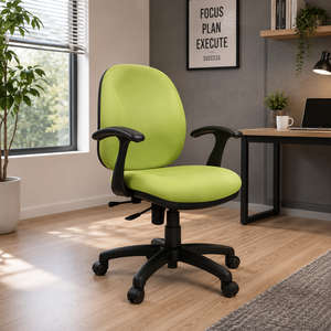 Chaise de bureau ergonomique avec accoudoirs fixes, siège en tissu, hauteur réglable, base pivotante, dossier solide, design moderne pour la maison, le bureau et la chambre - Product Image 1