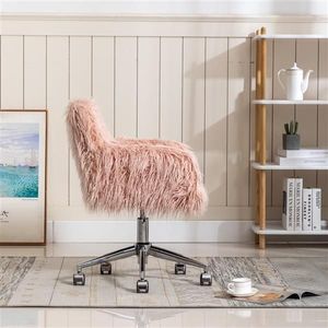 Modern Faux Fur Office Chair for Girls Fluffy Makeup Vanity Chair - Product Image 4
