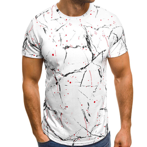 Camiseta de Manga Corta para Hombre, Corte Ajustado, Cuello Redondo, con Estampado Abstracto en Negro y Rosa, de Secado Rápido, Diseño Deportivo - Product Image 1