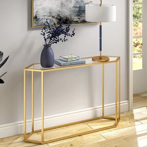 Luxurious Metal Console <b>Table</b> With Glass Top Decorative Furniture For Premium Home <b>Display</b> Areas - Product Image 3