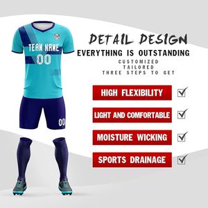 Customizable Soccer Jersey Set Sublimated Print Moisture Wicking Unisex Adult Short Sleeve V-Neck Team Name Front OEM Service - Product Image 2