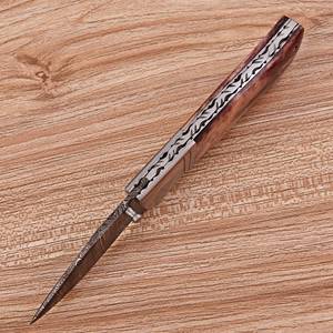 Couteau pliant EDC de poche en acier Damas fait main, système Liner Lock, lame pointe clip, manche en os teinté, pour la chasse et l'extérieur, OEM - Product Image 5