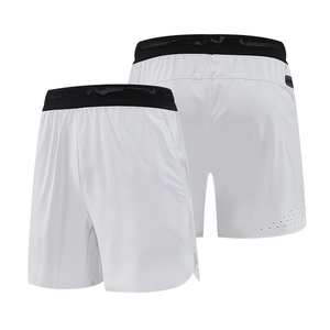 Pantalones cortos de entrenamiento para correr para hombre, pantalones cortos de gimnasio de secado rápido, pantalones cortos deportivos transpirables con corte láser y bolsillo con cremallera, elásticos en 4 direcciones - Product Image 3