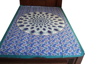 Cotton Geometric Round Peacock Feather Handmade 3D Printed Design <b>Frame</b> Muslim Design Machine Washable Wall Hanging Bedspread - Product Image 2