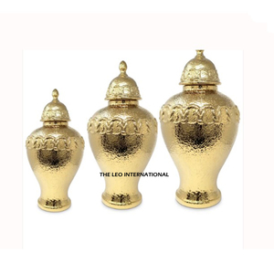 Latest Design Top Quality Table Top Home Decor High-End Golden <b>Ginger</b> <b>Jar</b> Luxury Interior Desktop Decoration Pairs of 3 - Product Image 1