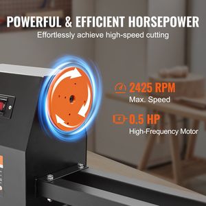 14X40 tornio in legno 0.5 HP 370W potenza tornio in legno 4 velocità regolabile 885/1245/1715/2425 RPM esagonale in plastica - Product Image 5