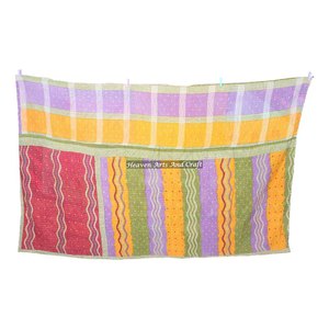 Traditional Old Patchwork Gudari <b>Quilt</b> Indian Reversible Hand Stitched Heavy Throw Old Sari Blanket Patch Work Heavy <b>Quilt</b> - Product Image 3